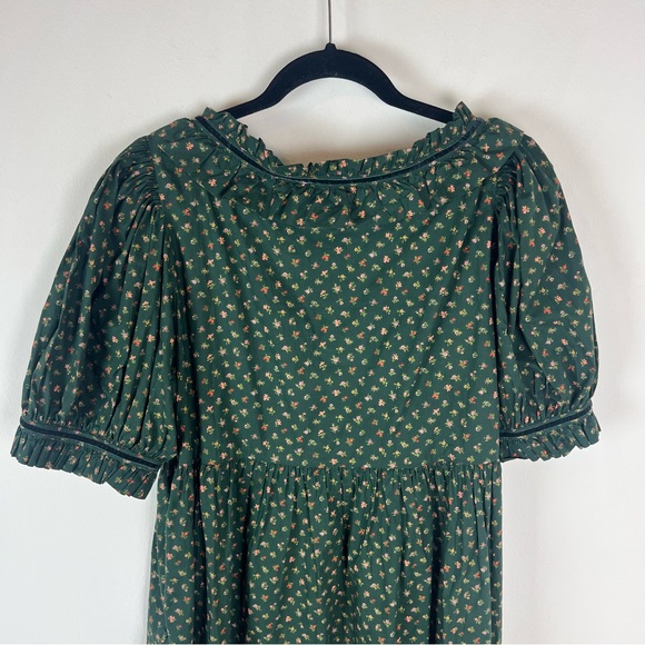 Doen Marcela Floral Puff Sleeve Dress Forest Parc Monceau Size XL Organic Cotton - Picture 6 of 7